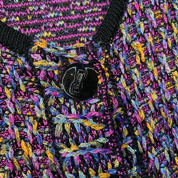St John Pink Multicolor Cardigan 36" Bust • Metallic Accent • Very Pretty! - Picture 3 of 6